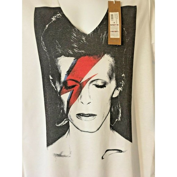 NWT David Bowie White Choker T Shirt Aladdin Sane - Picture 2 of 2